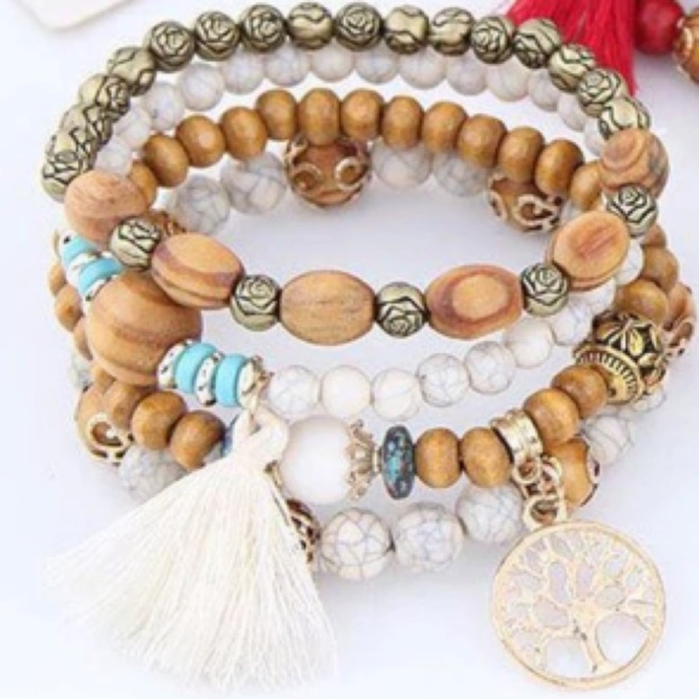 NEW💙💎BUNDLE WOOD MARBLED💛GOLDEN🌹ROSE BEADS💎💙 - Picture 4 of 8